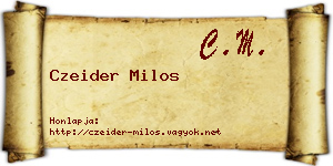 Czeider Milos névjegykártya